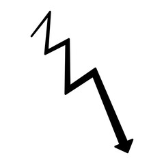 Descending financial graph arrow. Vector illustration. Negative stock market trend