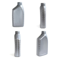 Set of Grey plastic canisters isolated on a white background. Oil tanks isolated.A Containers for oil