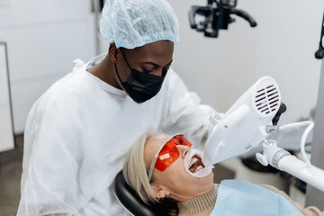 Teeth whitening in a dental clinic