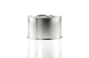 Metal can isolated blank canned food metal golden container with lid mockup template collection. tin can mockup design