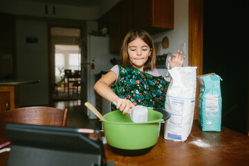 Girl bakes at home