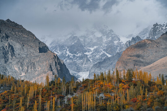 Scenic view of Himalaya mountains in Pakistan in autumn