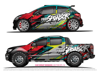 Race car wrap design vector for vehicle vinyl sticker and automotive decal livery
