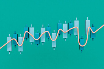 frontal view of Stock Market blue diagrams
