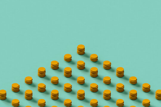 Golden coins illustration with copy space