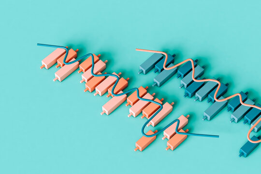 pink and blue Stock Market diagrams