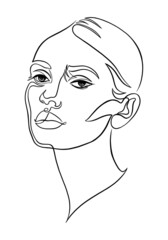 Simple Female line art portrait