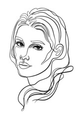 Simple Female line art portrait