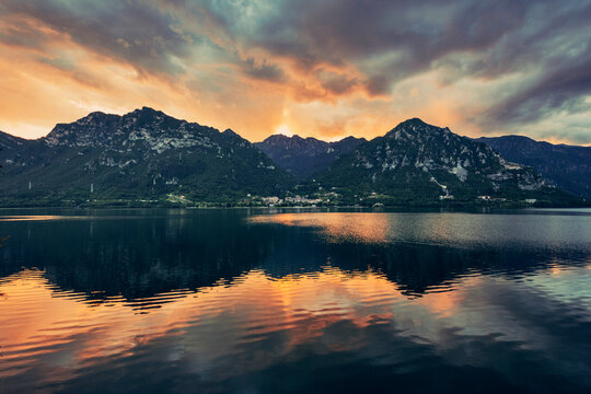 sunset over lake