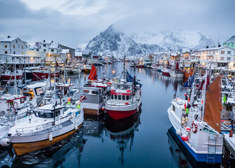 Henningsvaer harbor in the Lofoten