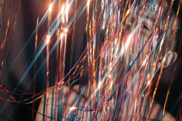 Hiding man with crystals on face 