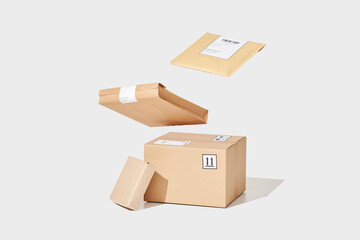 Parcels falling down on box