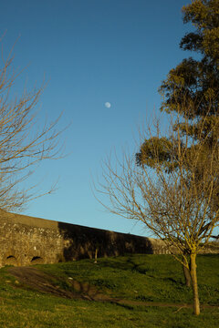 Nature scene in the Aqueduct Park before sunset