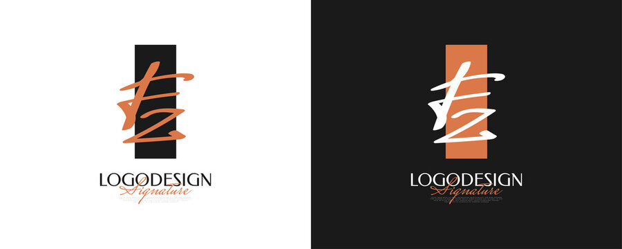 Initial F and Z Logo Design in Elegant and Minimalist Handwriting Style. FZ Signature Logo or Symbol for Wedding, Fashion, Jewelry, Boutique, and Business Identity