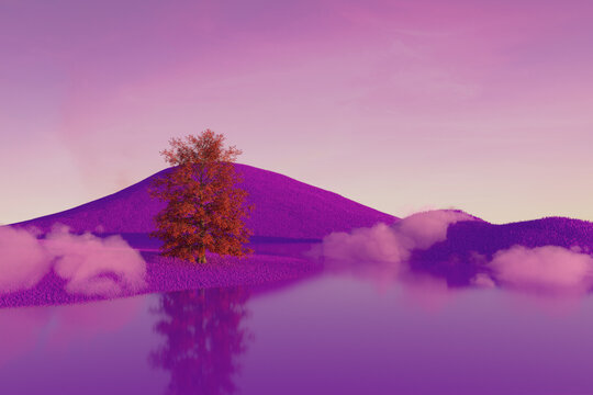 Grassland in pink tones