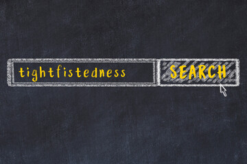 Search engine concept. Looking for tightfistedness. Simple chalk sketch and inscription - obrazy, fototapety, plakaty
