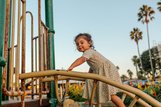Young girl having fun at playground