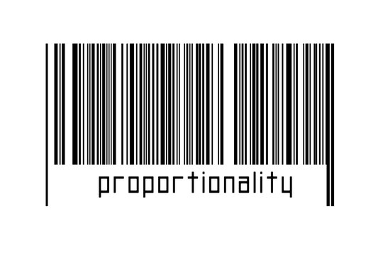 Digitalization Concept. Barcode Of Black Horizontal Lines With Inscription Proportionality