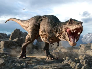 Deurstickers Tyrannosaurus uit het Krijt tijdperk 3D illustratie © warpaintcobra