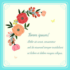 withe card with floral pattern