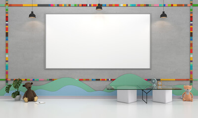 minimal classroom for kindergarten, 3d rendering
