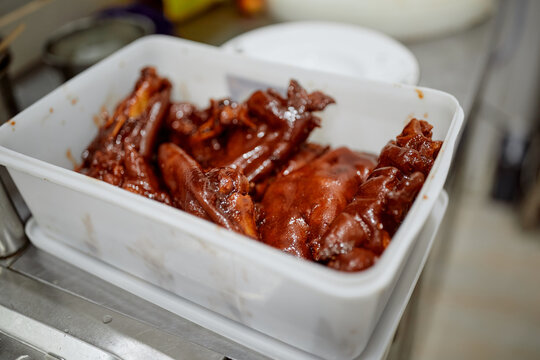 Pig Feet For Cooking At A Restaurant In Anhui, China