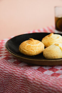Close up of brazilian cheesy bread p&atilde;o de queijo