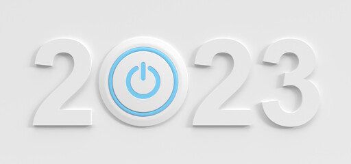 2023 - clear white design with blue start button