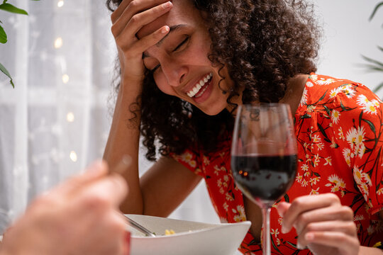 Joyful romantic dinner