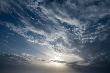 Naklejka na ściany i meble beautiful fluffy clouds against the blue sky