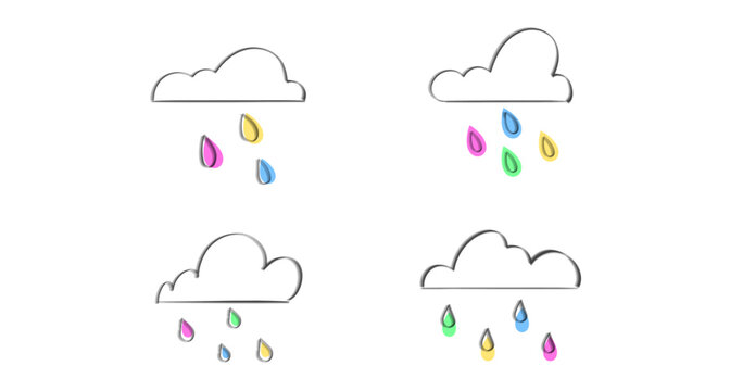 Set of clouds illustrations, prints for in simple hand drawen style
