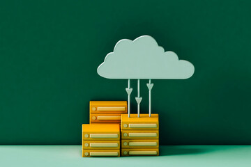 frontal view of Cloud data storage technology.