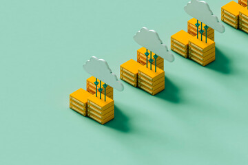 close up of Cloud computing data storage technology.