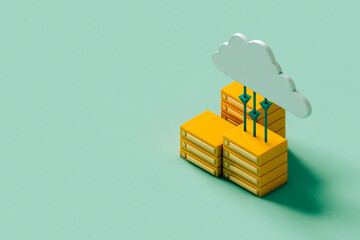 Cloud computing. data storage technology. 3d render