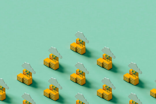 3d render of Cloud data storage technology.