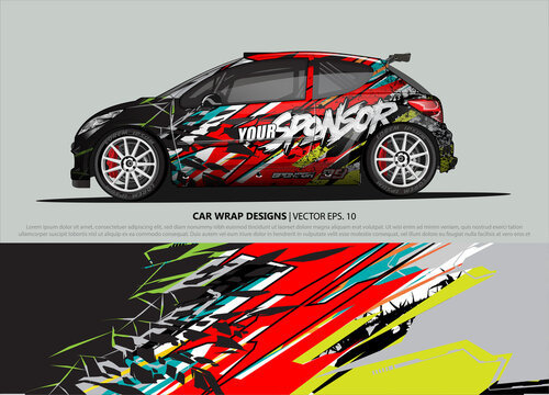 Race Car Wrap Design Vector For Vehicle Vinyl Sticker And Automotive Decal Livery