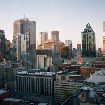 Downtown view from rooftop in the morning