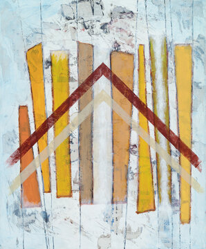 An Abstract Painting; Strips on a grunge background.