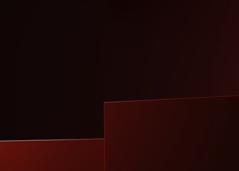 Modern dark red podium or pedestal for product showcase. Boxes shapes pedestal. Red background. Empty stage  display. 3d render illustration