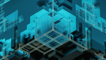 Technology Cubes Particles