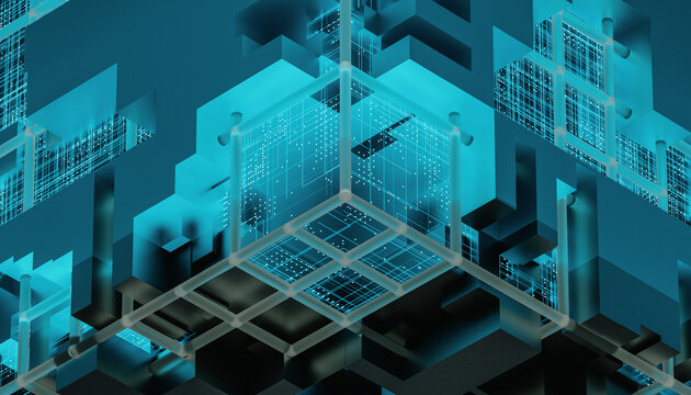 Technology Cubes Particles