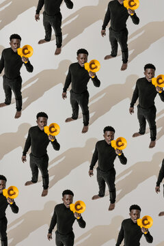 a conceptual pattern of people with a megaphone