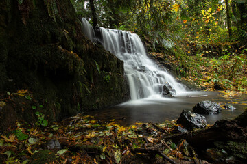 Fototapeta na wymiar waterfall in autumn forest