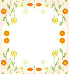 Obraz premium ポピーの花飾りの背景イラスト
