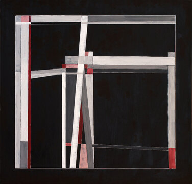 An orthogonal  geometric abstract painting.