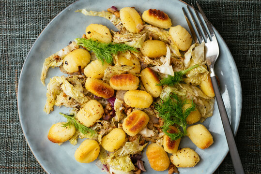Gnocchi with Savoy Cabbage, Walnuts and Fennel Seeds