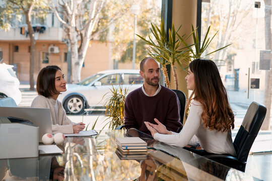 Couple solving problems during meeting with sexologist