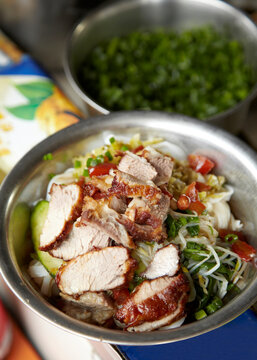 Traditional Chinese Roast pork rice noodle 