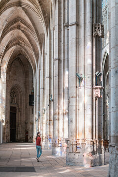 Girl and Rouen Abbatiale Saint-Ouen