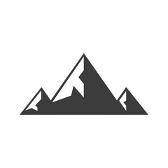 Mountain icon. Mountains black silhouette. Vector isolated on white.